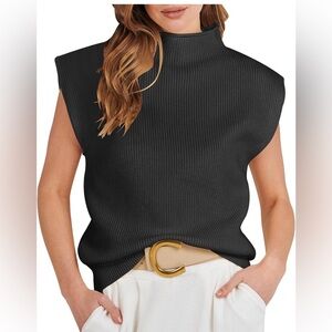Amazon Women's Sleeveless Sweater Vest Casual Mock Neck Cap Sleeve Knit Small